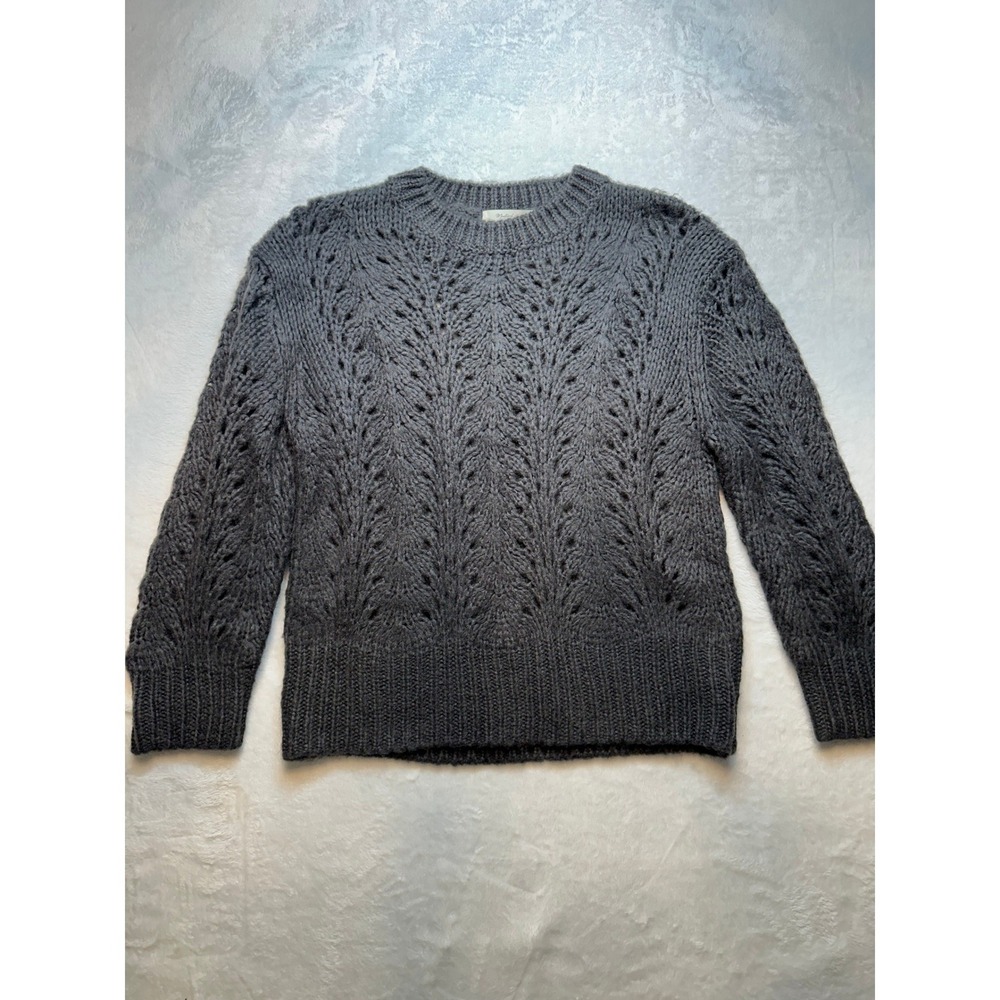 Mustard Seed Gray Pointelle Knit Crewneck Sweater Size Small - 202